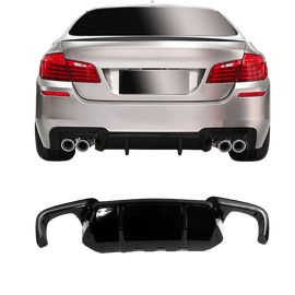 Rear diffuser rear apron insert black gloss performance tailpipe on both sides suitable for 5 Series F10/F11 suitable for BMW 5 Series F10 / F11, year: 2010 - 2017 Sedan Touring