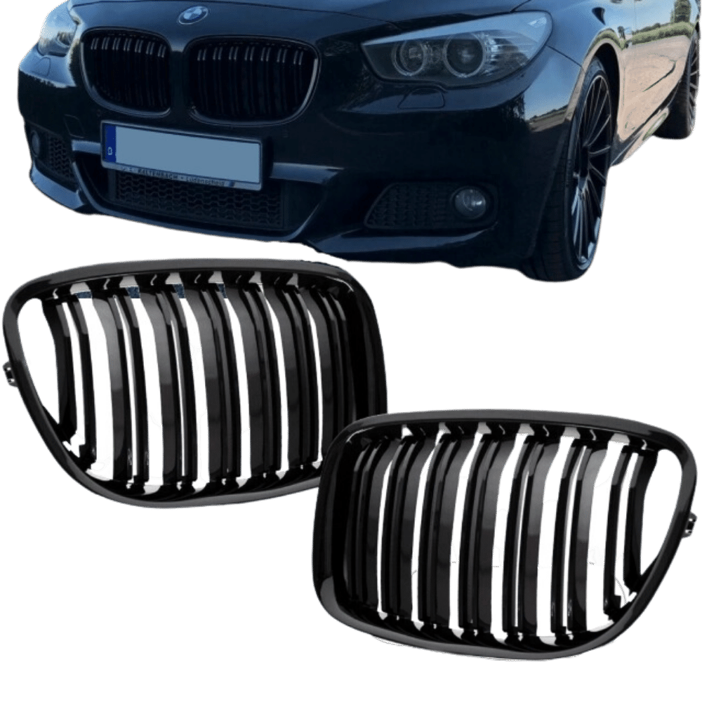 Doppelsteg Kühlergrill Schwarz GLANZf ür BMW 5er F07 GT 08-17