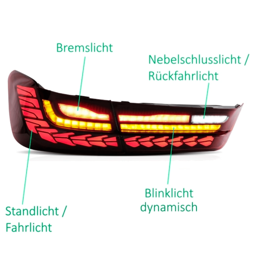 LED Rückleuchten SET Rot dynamische Blinker OLED Funktion passt für BM ...