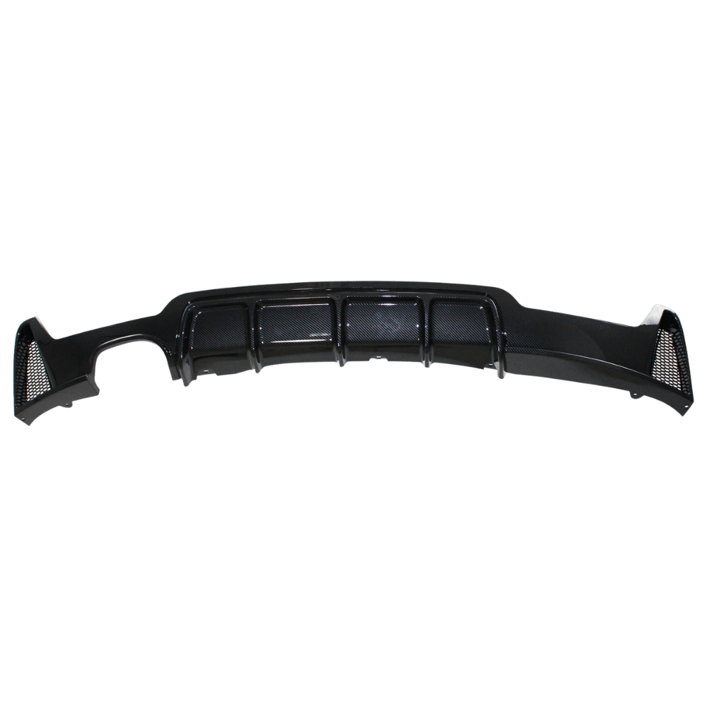 Rear diffuser different color combinations (carbon) for F32 F33 F36 for double pipe exhaust left side, only suitable for sport bumpers suitable for BMW 4 Series Coupe/Cabrio/Gran Coupe F32, F33 and F36 year 13 - 21 