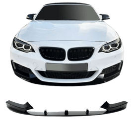 Front Spoiler Lip Bumper Performance Look+ABE+ suitable for F22 black glossy 2-piece suitable for BMW 2 Series F22 / F23, 2013-2020