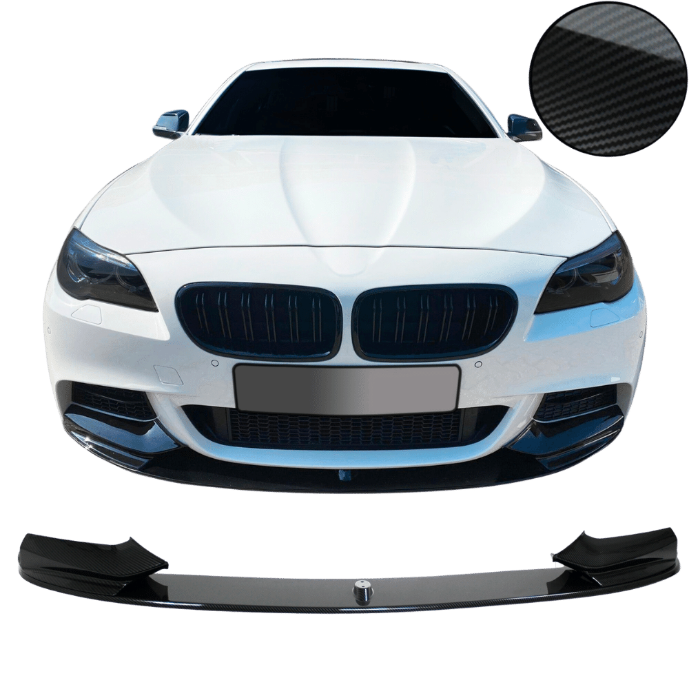 Front spoiler lip bumper sport performance carbon look one-piece for F10, F11 suitable for BMW F10 F11, 2010-2017