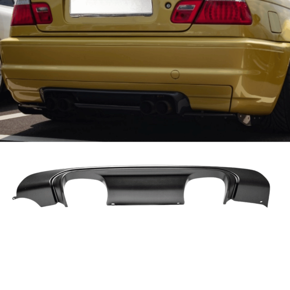 Heckdiffusor Ansatz Schwarz Matt Duplex passt für BMW 3er E46 Limousine Coupe Cabriolet Touring mit M-Paket CSL