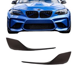 Performance Front Spoiler Set Flaps Corners Black Matt suitable for BMW 2 Series F87 and M2 Look Bumpers