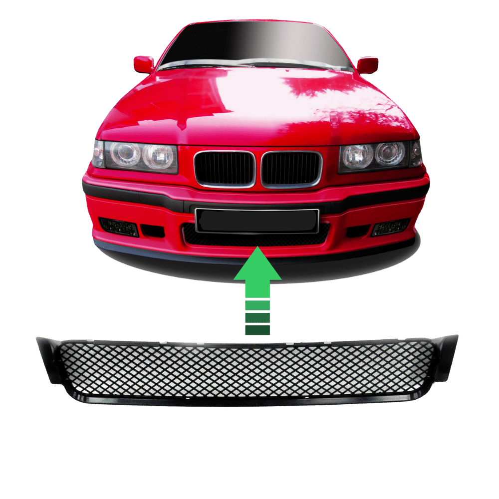 Stoßstangengitter Gitter Grill Front Mitte passend für E36 Sport Stoßstange passend für BMW E36 Limo Coupe Cabrio Touring Compact nur M Paket oder M3Stoßstange