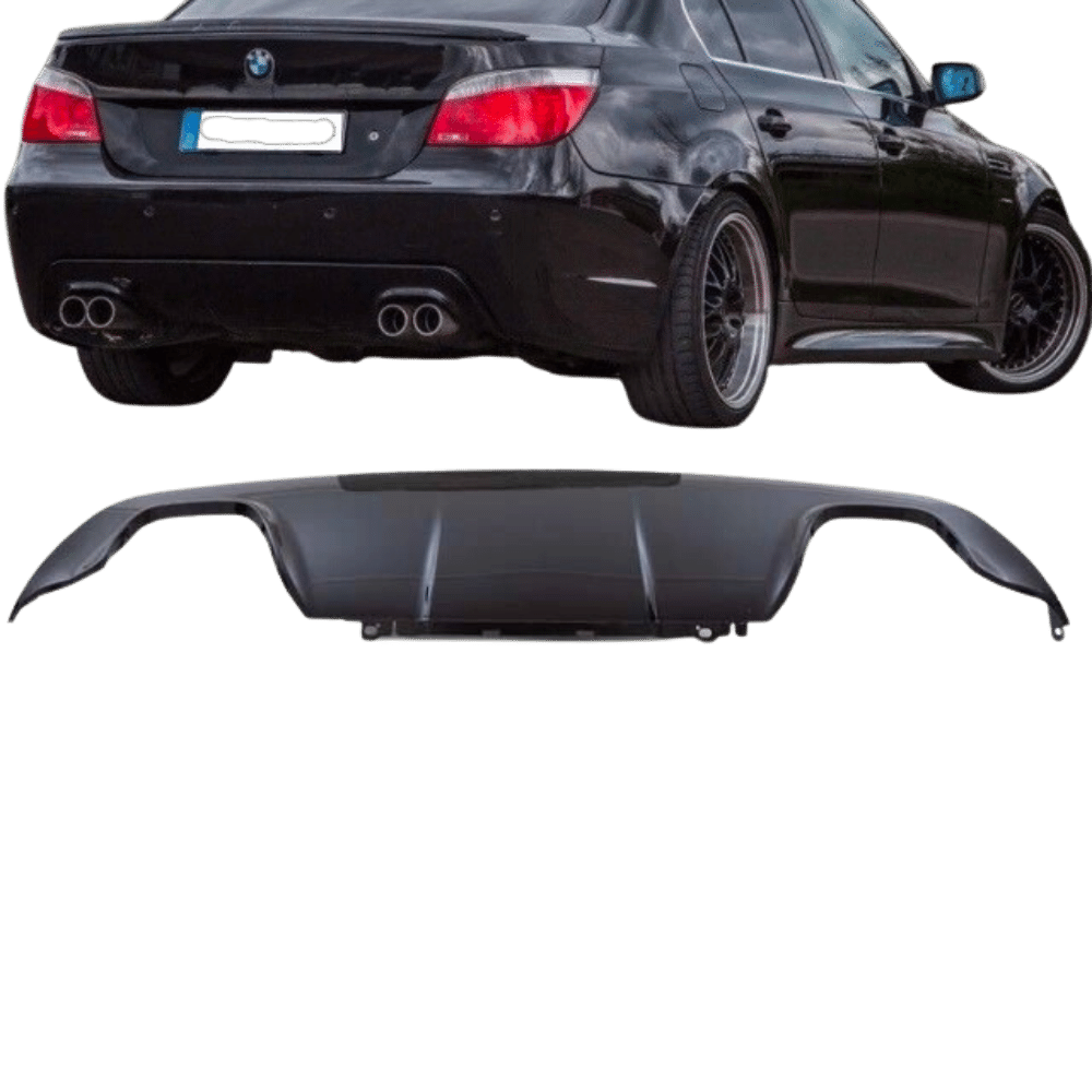 Heckdiffusor passt für BMW E60 E61 M Paket M5 4 Rohr Duplex 03-10 Schwarz Glanz