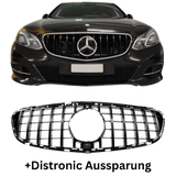 Kühlergrill Schwarz Sport - Passend für Panamericana GT Mercedes E-Klasse W212 S212 Facelift 2013-2016 + Distronic Aussparung