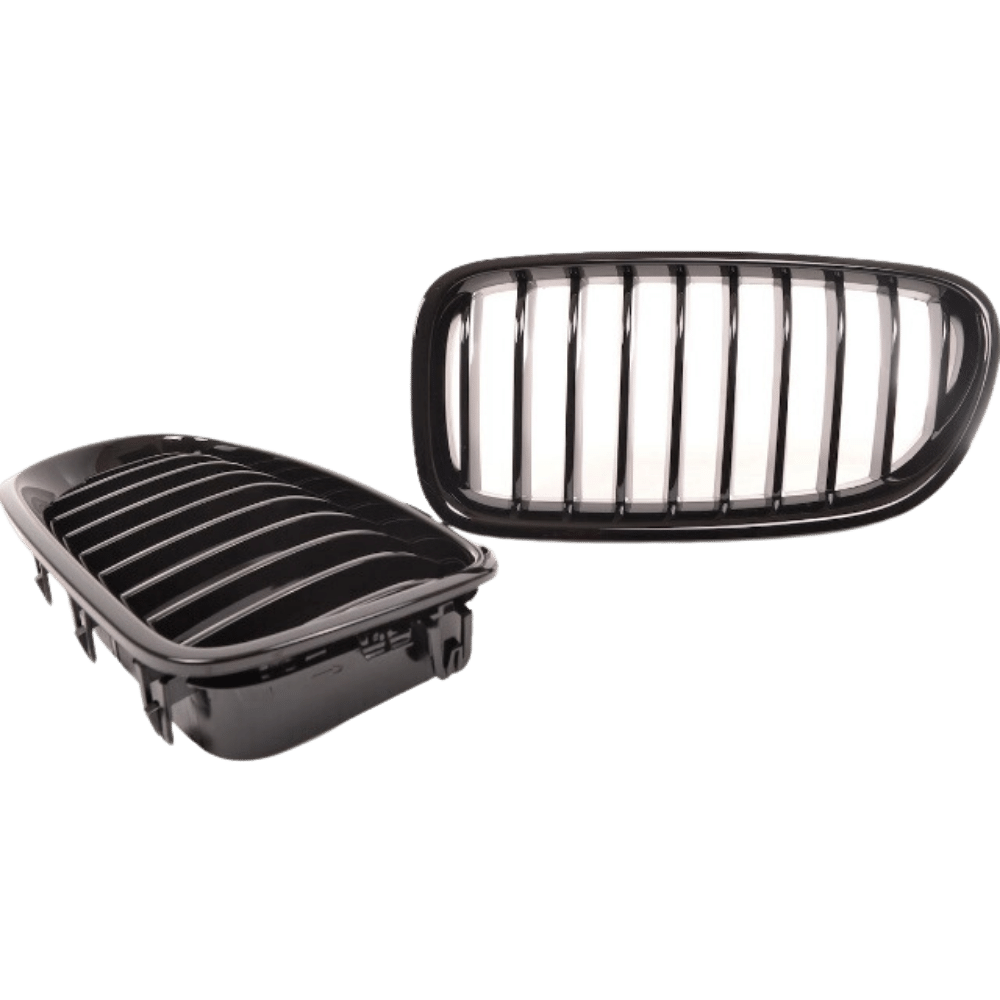 2x Kühlergrill Grill Schwarz Glanz Klavierlack 10 Streben LCI Design passend für BMW F10 F11 auch M M5