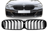 Sport Doppelsteg Kühlergrill schwarz passt für BMW 5er G30 G31 LCI Facelift mit Frontkamera