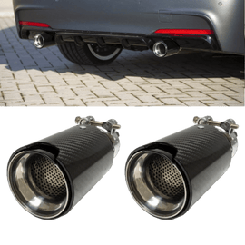 2x Sport-Performance Auspuffblenden 90mm Endrohre Carbon Glanz passt für BMW F20 F21 F22 F23 F30 F31 F32 F33 F36 135i 235i 335i 435i