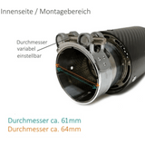 2x Sport-Performance Auspuffblenden 90mm Endrohre Carbon Glanz passt für BMW F20 F21 F22 F23 F30 F31 F32 F33 F36 135i 235i 335i 435i