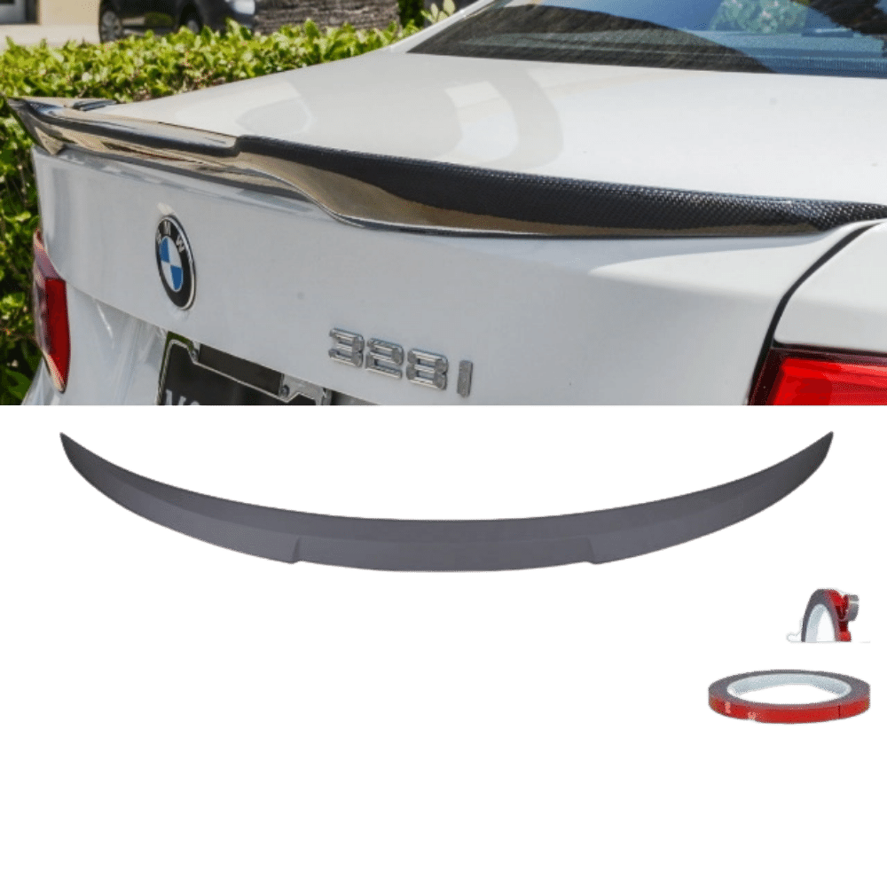 Set Evo rear spoiler trunk suitable for BMW 3 Series F30 Sedan also M Black Matt +3M