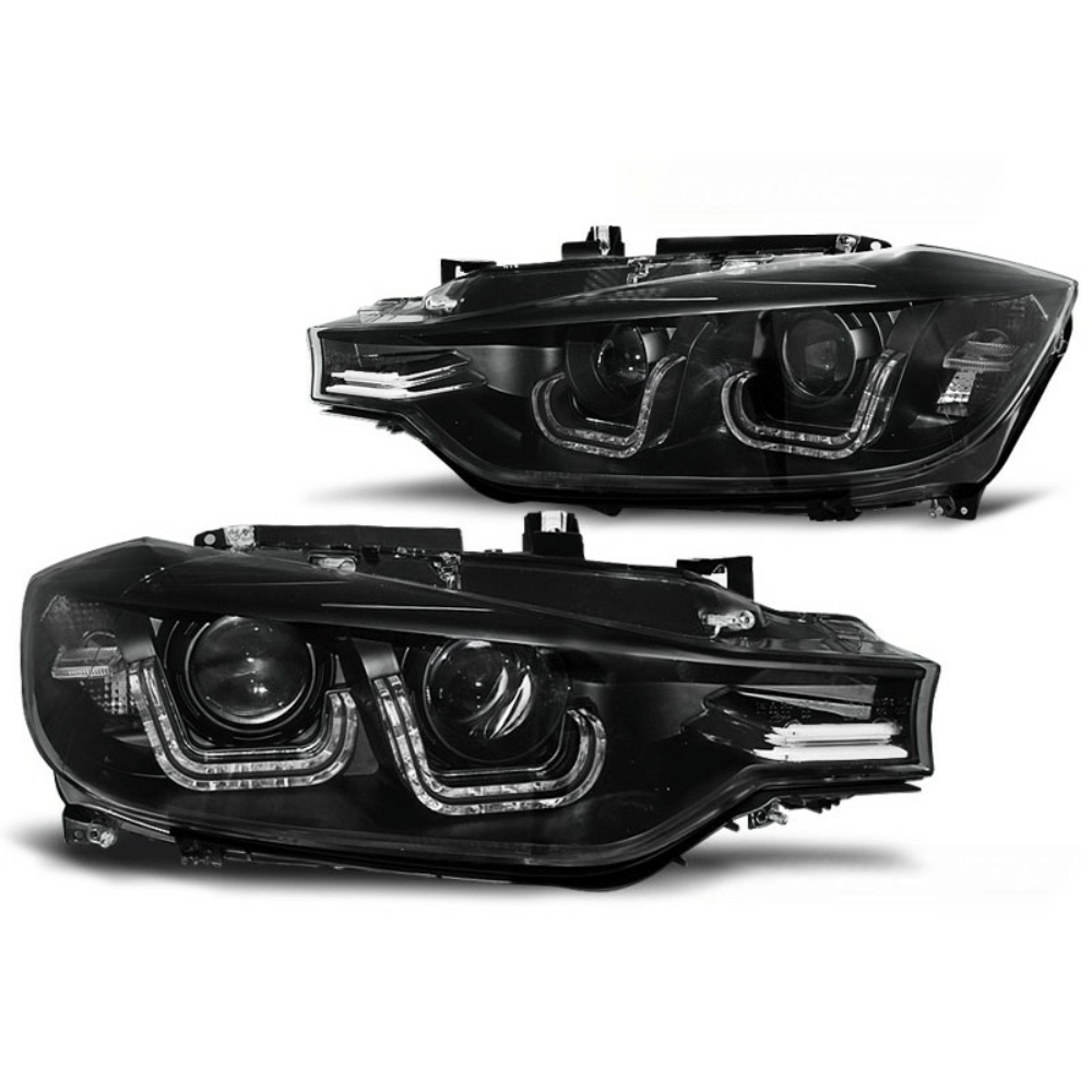 Scheinwerfer mit LED Angel Eyes passt für BMW 3er F30/F31 ab 2011-2015 Schwarz