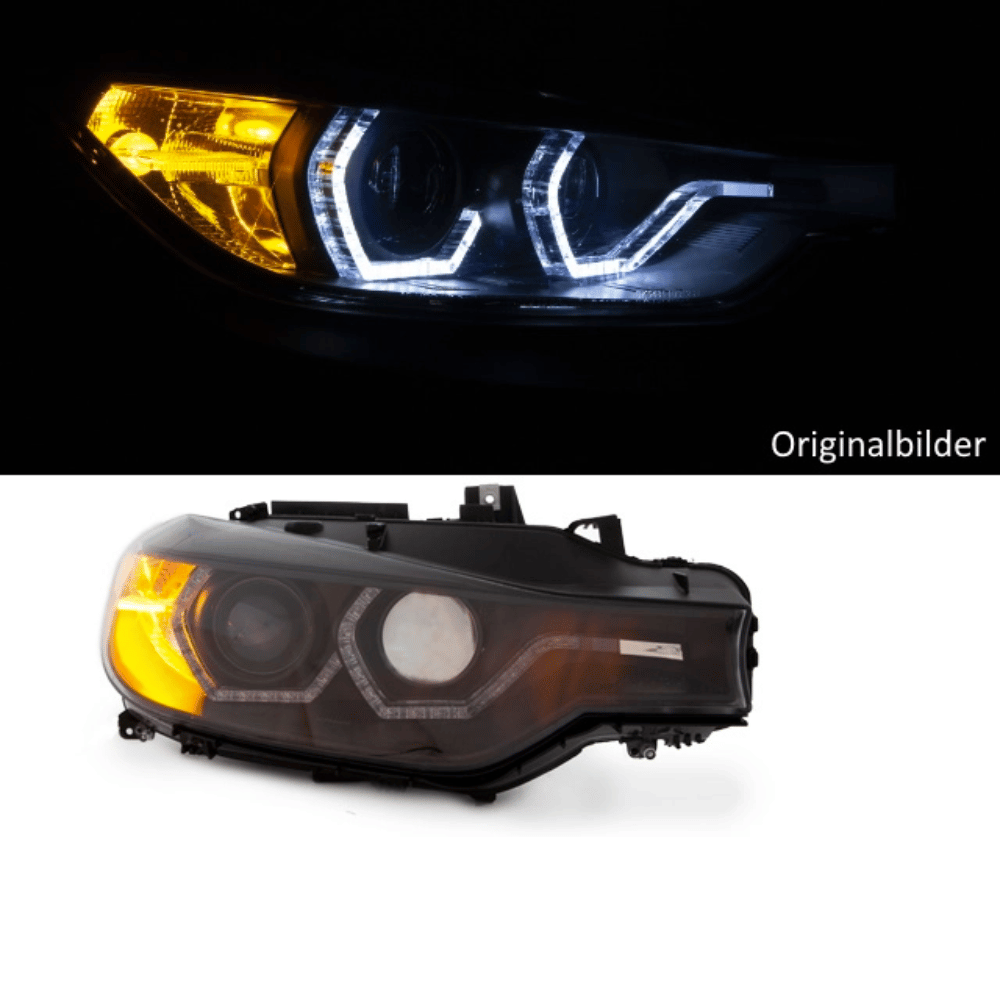 Set Clear Glass Black Headlights H7/H1 Facelift LED Angel Eyes Design fits for BMW 3 Series F30 F31 bj.11-15