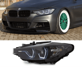 Set Clear Glass Black Headlights H7/H1 Facelift LED Angel Eyes Design fits for BMW 3 Series F30 F31 bj.11-15