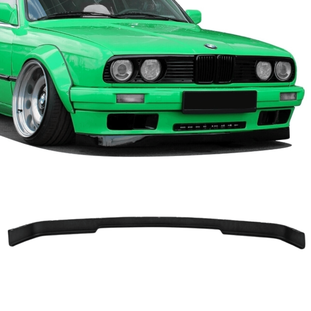 Frontspoiler Lippe vorne Schwarz glanz lackiert+ 10x Montage Clips 87-94 passend für BMW E30 auf IS Paket