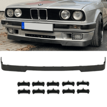Laden Sie das Bild in den Galerie-Viewer, Frontspoiler Lippe vorne Schwarz glanz lackiert+ 10x Montage Clips 87-94 passend für BMW E30 auf IS Paket