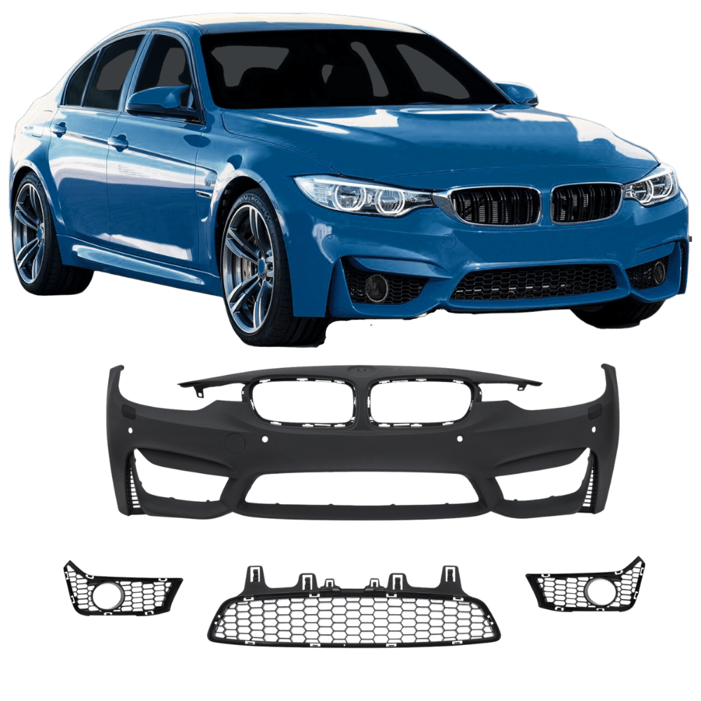Sport-muotoinen etupuskuri, jossa PDC-reiät ja SRA, sopii BMW 3-sarjan BMW F30 LCI:lle, 05/2015-2018