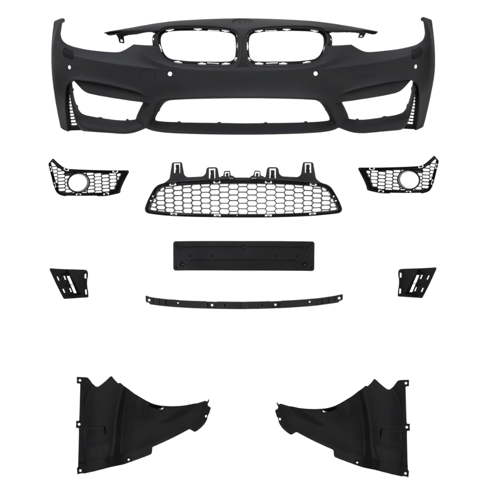 Frontstoßstange Stossstange im Sport-Design mit PDC-Bohrungen und SRA passend für BMW 3er BMW F30 LCI, 05/2015-2018