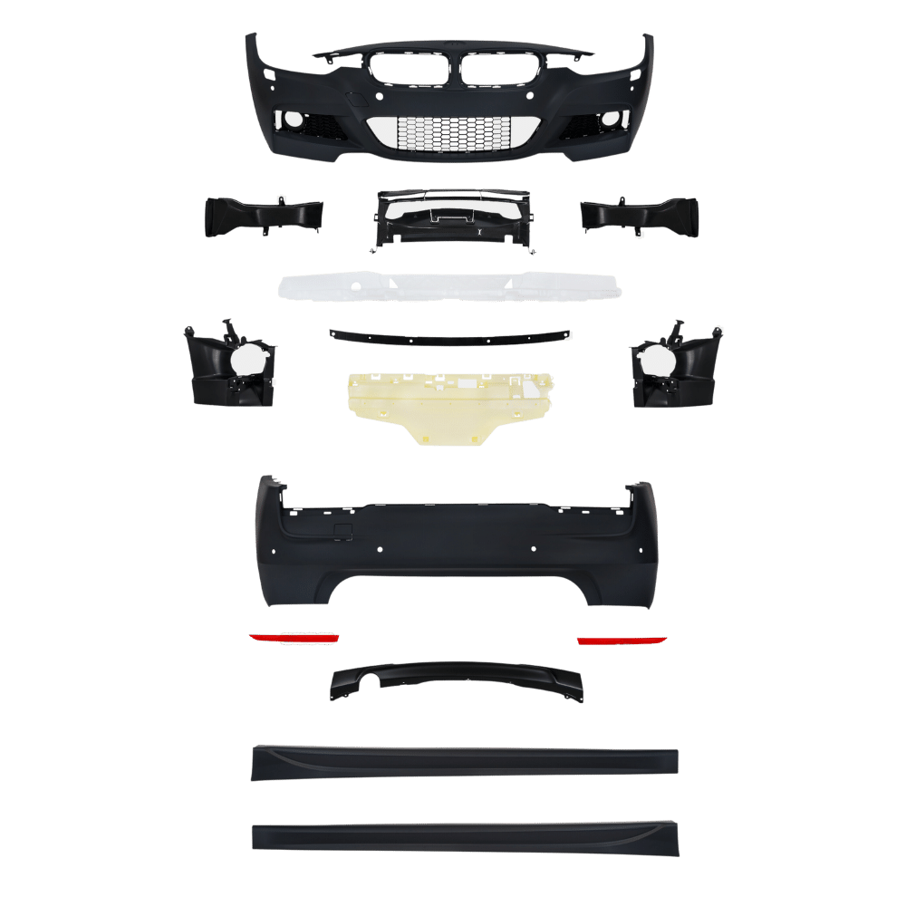 Stoßstangen Kit im Sport-Design inkl. Seitenschweller mit PDC-Bohrungen und SRA passend für BMW 3er F30 Limousine ab Baujahr 10.2011 -