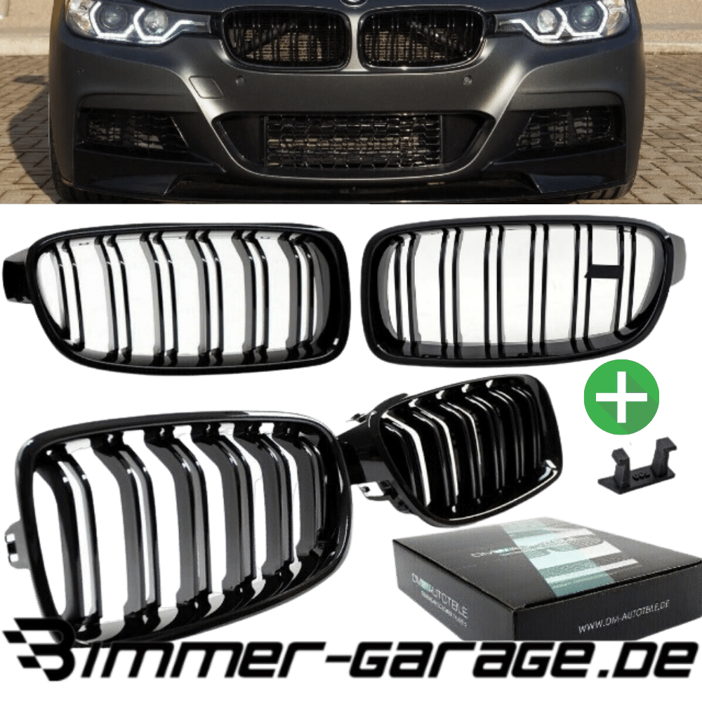 Kühlergrill E60 E61 5 Serie 04-09 glänzend schwarz Sport Nieren Double
