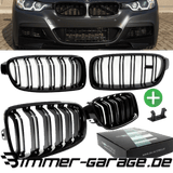 Kühlergrill Grill Schwarz Glanz Doppelsteg Sport passend für BMW 3er F30 F31 alle Modelle 2011-2019 +Emblemhalter