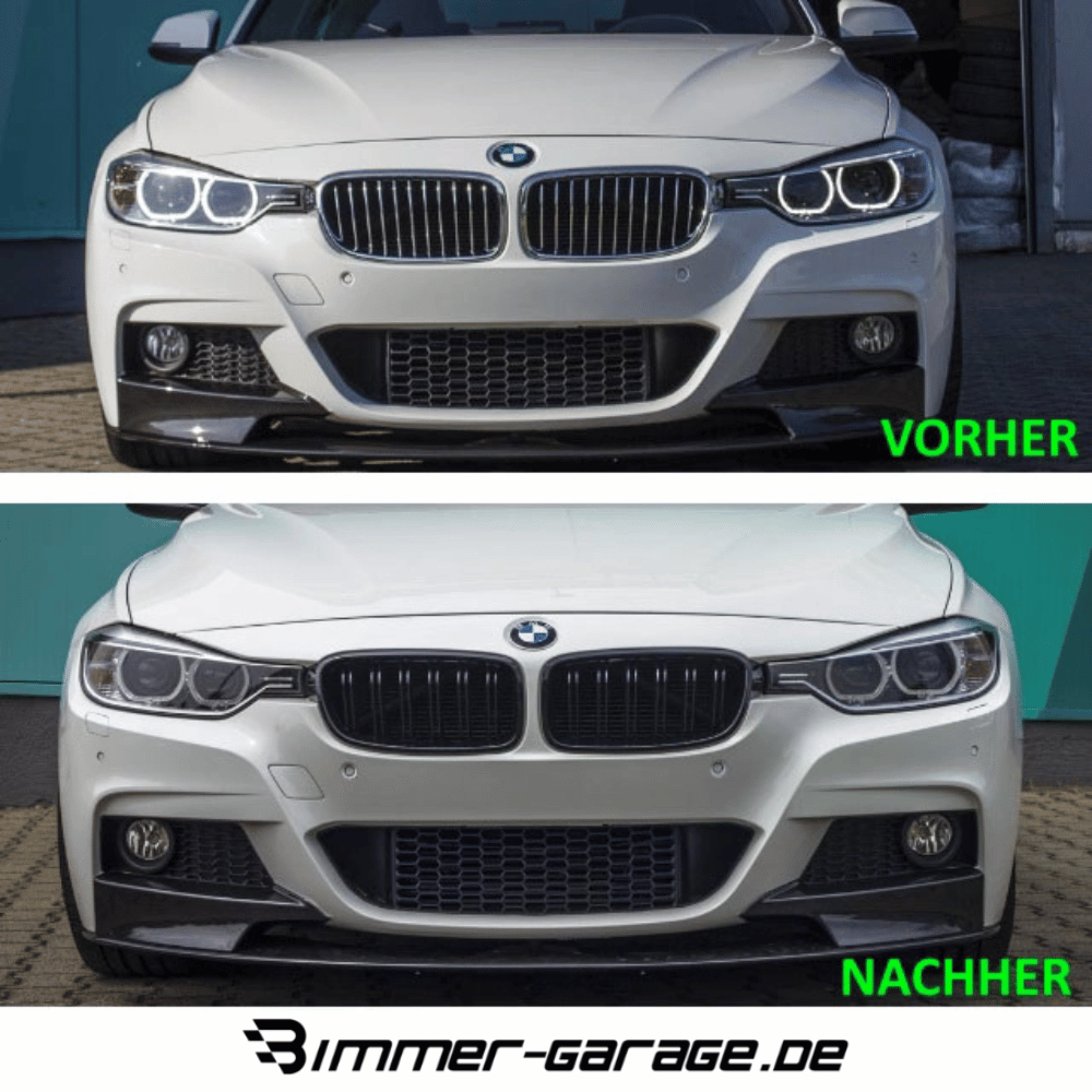 Kühlergrill Grill Schwarz Glanz Doppelsteg Sport passend für BMW 3er F30 F31 alle Modelle 2011-2019 +Emblemhalter