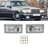 Nebelscheinwerfer SET Klarglas Chrom H3 - Passend für Mercedes E-Klasse W124 mit AMG-Stoßstangen