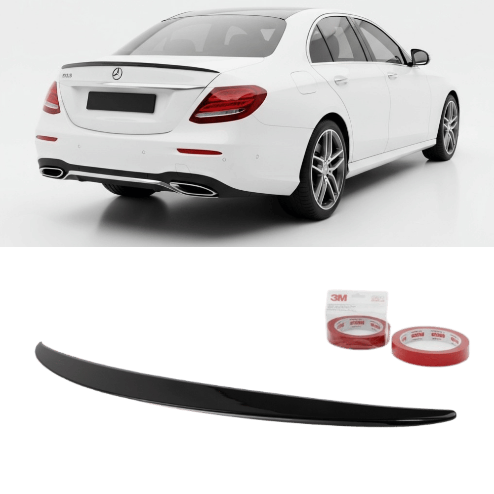 SET Sport Heckspoiler Schwarz Glanz + 3M Klebeband - Passend für Mercedes E-Klasse W213 Limousine 2016+