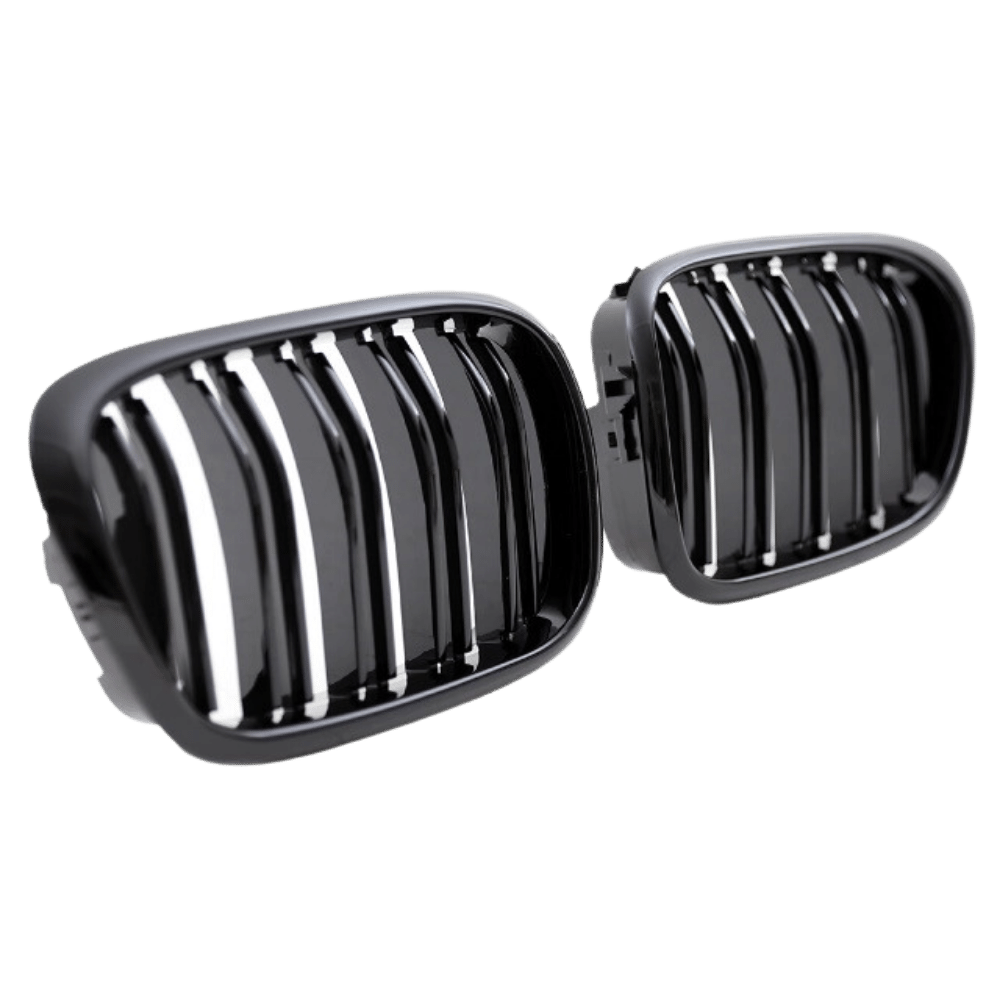 2x Grill Kühlergrill Schwarz Hochglanz Doppelsteg passend für BMW 5er E39 + M M5