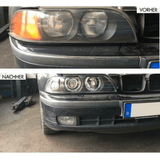 2x SCHEINWERFER Angel Eyes Schwarz passt BMW E39 95-00 H7/H7+Blinker Weiß+Motor