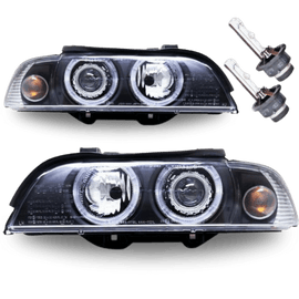Angel Eyes Xenon ajovalot musta sarja sopii BMW E39 +2x Osram D2S 00-03