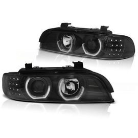Headlights Angel Eyes LED 3D black fits for BMW 5 Series E39 from 1995 - 2003