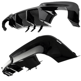 Sport Performance Diffuser Black Gloss 4 Pipe fits for BMW 5 Series F10 F11 Duplex not M5+ABE