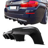 Sport Performance Diffusor Schwarz Glanz 4 Rohr passt für BMW 5er F10 F11 Duplex nicht M5+ABE