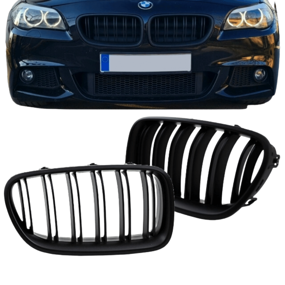 2x Kühlergrill Grill Schwarz MATT Doppelsteg passend für BMW F10 F11 a