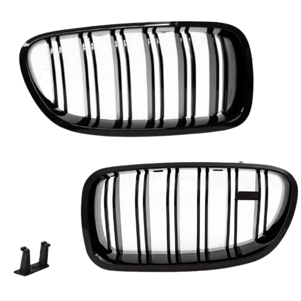 2x Radiator Grille Black MATT Double Bar suitable for BMW F10 F11 also M M5