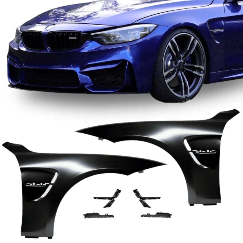 2x fender set + holder high gloss black suitable for BMW F32 F33 F36 also M4 + M year 13-17