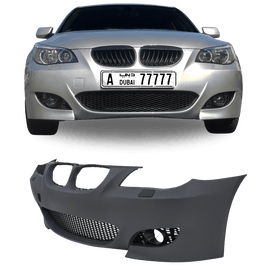 Front bumper in sport design suitable for BMW 5 Series E60 Sedan built 07.2003 - 2007 and E61 Touring built 06.2004 - 03.2007