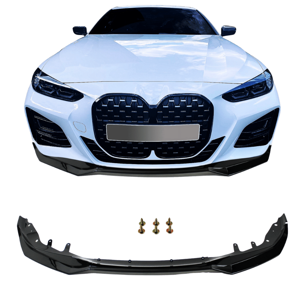 Frontspoiler Ansatz Lippe Stossstange Sport Performance schwarz glänzend 3-teilig, passend für G22 mit ABE passend für BMW 4er G22, 2020-