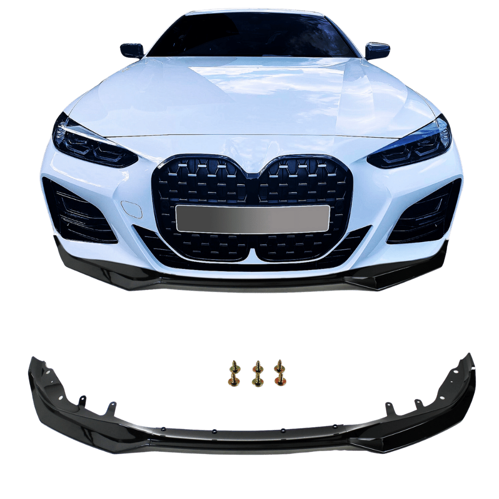 Front spoiler lip bumper Sport Performance black glossy 3-piece, suitable for G22 with ABE suitable for BMW 4 Series G22, 2020-