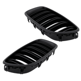 SET Kühlergrill Grill Schwarz Glanz Doppelsteg +Emblemhalter passend für BMW 5er F10 F11 auch M M5