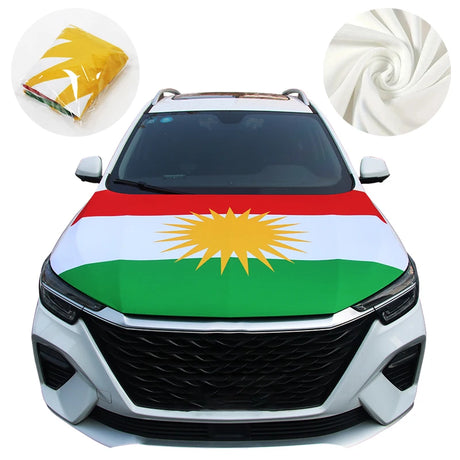 Motorhaubenflagge Kurdistan – kurdische Flagge (Alaya Rengîn) für die Motorhaube | faltenfrei & lackschonend