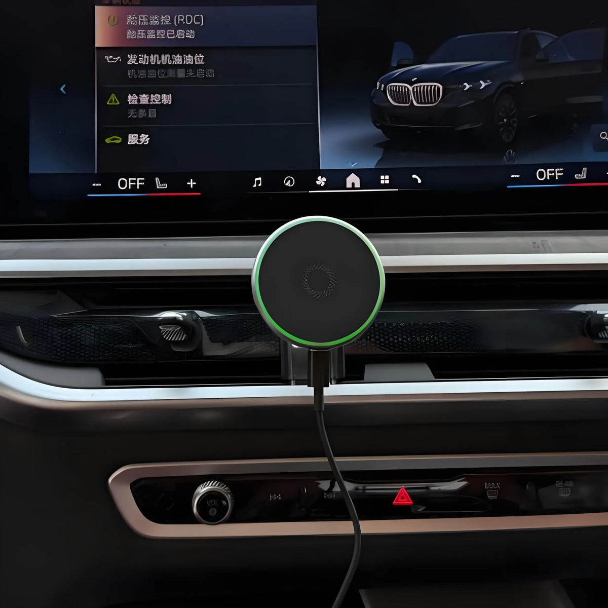 MagSafe-kompatible Handyhalterung mit kabellosem Laden – passend für BMW X5 (G05 LCI) & X6 (G06 LCI) ab 2023 | Facelift mit Curved Display | Lüftungsgitter 15 W