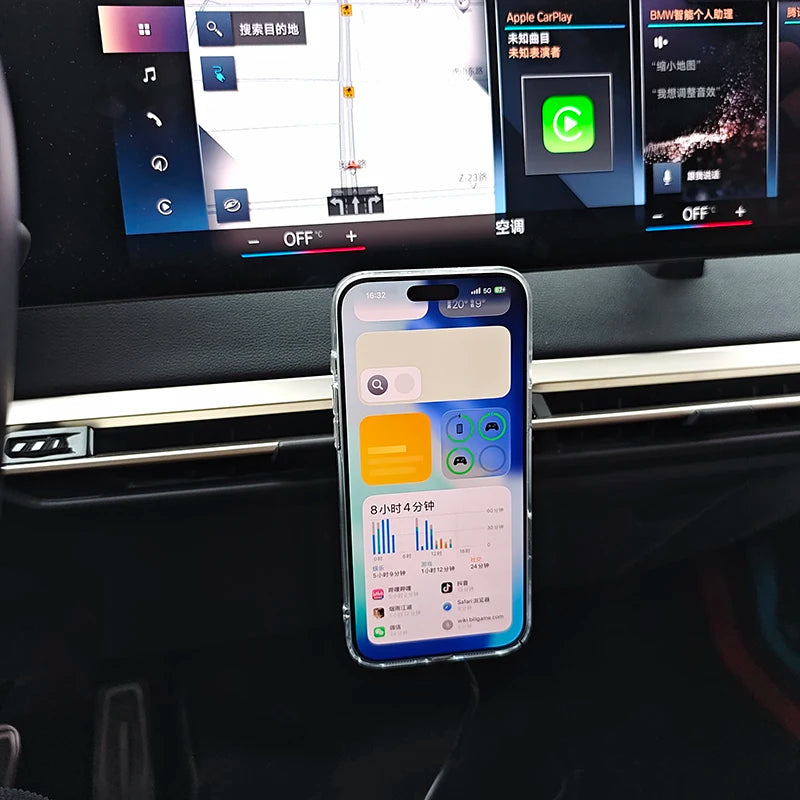 MagSafe-kompatible Handyhalterung mit kabellosem Laden – passend für BMW iX (i20) 2022–2026 mit Curved Display | Mittelkonsole, 15 W