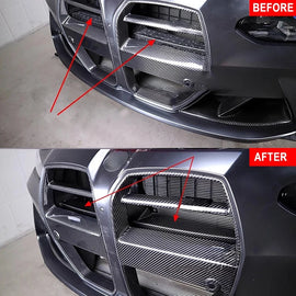 Prallschutz-Abdeckung für Frontstoßstange – Passend für BMW M3 (G80/G81) & M4 (G82/G83) – Carbon-Optik / Glanz-Schwarz