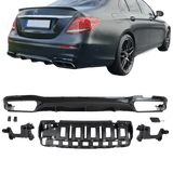 SET Heckdiffusor Schwarz Hochglanz - Passend für Mercedes E-Klasse W213 Limousine AMG-Line 2016+