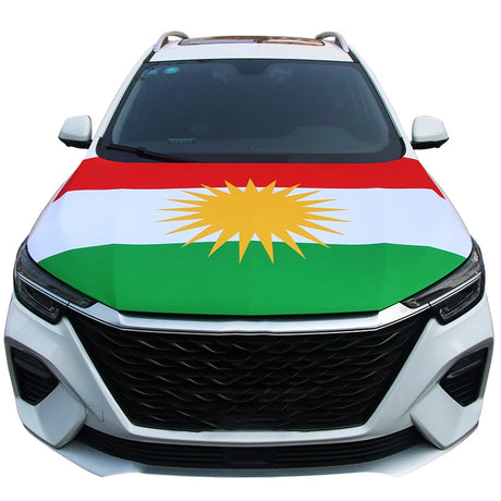 Motorhaubenflagge Kurdistan – kurdische Flagge (Alaya Rengîn) für die Motorhaube | faltenfrei & lackschonend