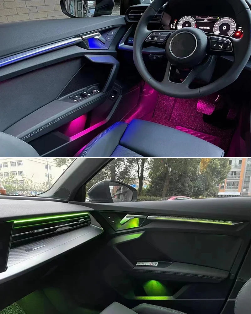 Audi A3 8Y LED Ambientebeleuchtung Set (2021–2024) – 256 Farben, App-Steuerung, 6 Modi, dynamische Effekte