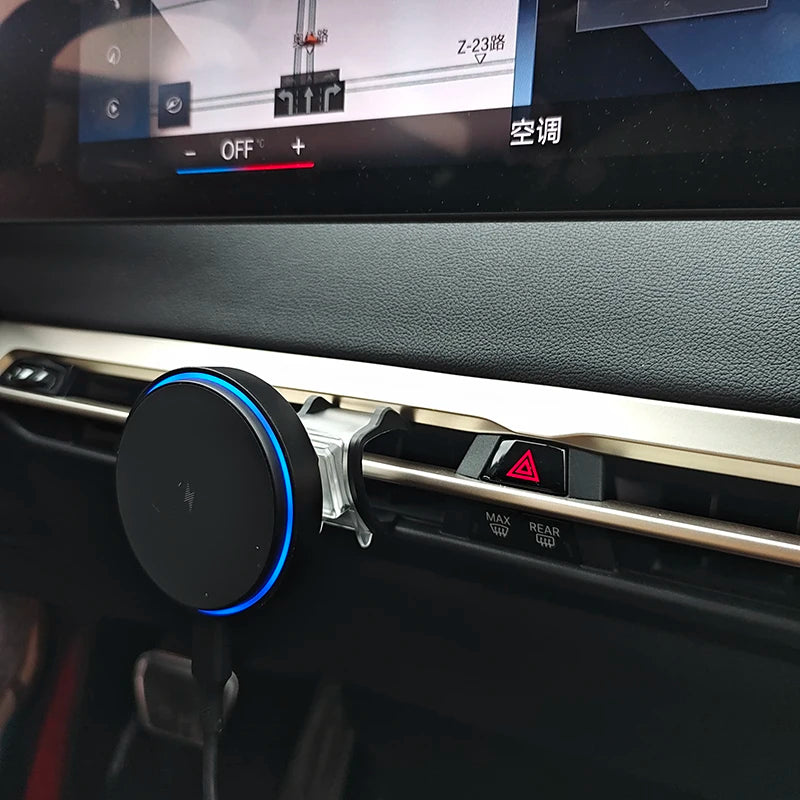 MagSafe-kompatible Handyhalterung mit kabellosem Laden – passend für BMW iX (i20) 2022–2026 mit Curved Display | Mittelkonsole, 15 W